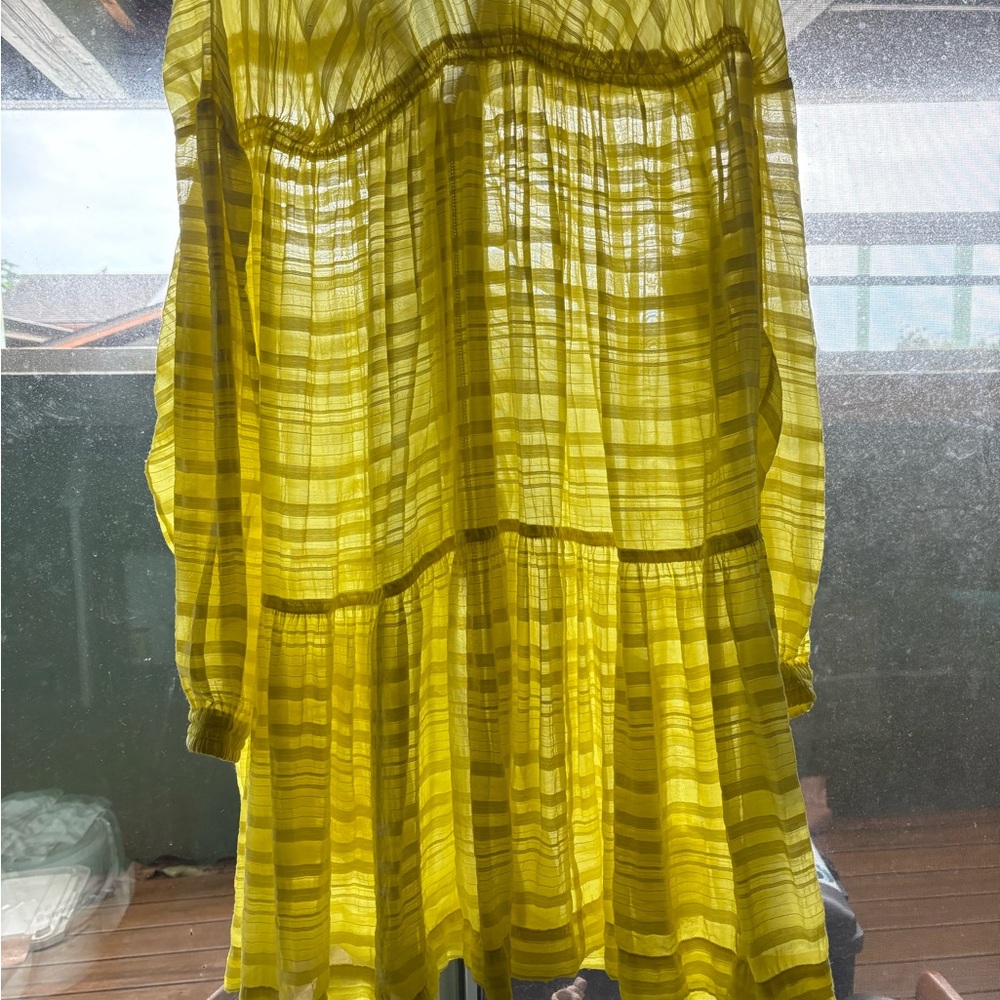 Anthropologie Lemon Sheer Striped Dress